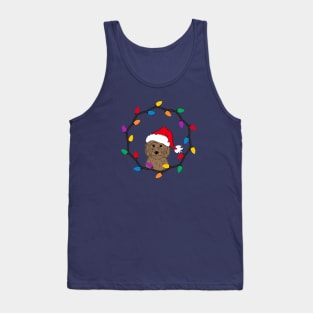 Goldendoodle with Santa Hat and Christmas Lights Tank Top